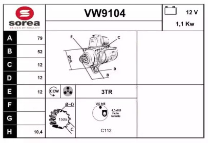 Стартер SNRA VW9104