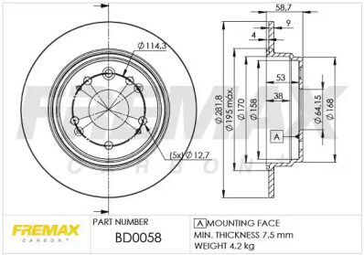 Тормозной диск FREMAX BD-0058