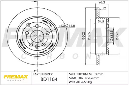 Тормозной диск FREMAX BD-1184