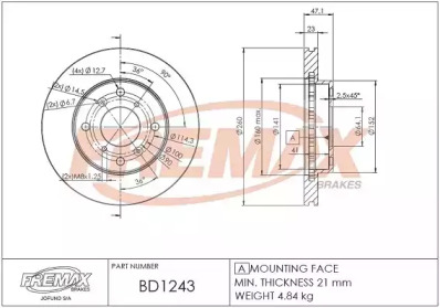 Тормозной диск FREMAX BD-1243