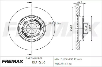 Тормозной диск FREMAX BD-1256