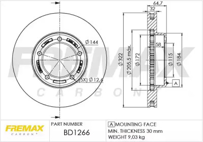 Тормозной диск FREMAX BD-1266