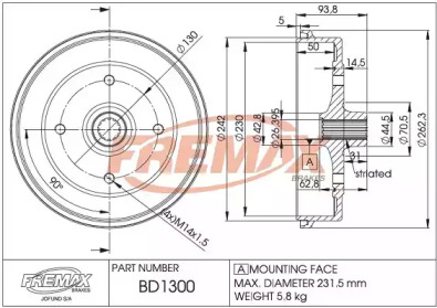 Тормозный барабан FREMAX BD-1300