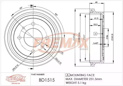 Тормозный барабан FREMAX BD-1515