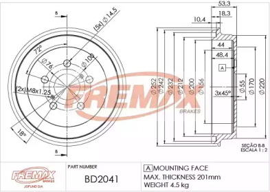 Тормозный барабан FREMAX BD-2041