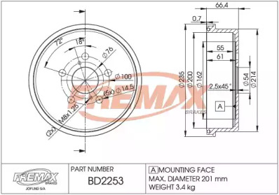 Тормозный барабан FREMAX BD-2253