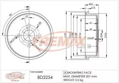 Тормозный барабан FREMAX BD-2254