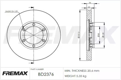 Тормозной диск FREMAX BD-2376