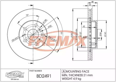 Тормозной диск FREMAX BD-2491