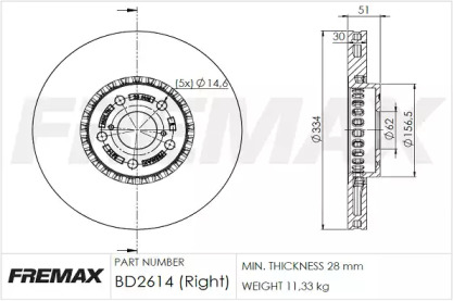 Тормозной диск FREMAX BD-2614