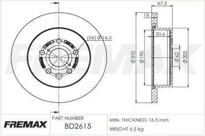 Тормозной диск FREMAX BD-2615