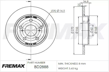 Тормозной диск FREMAX BD-2888