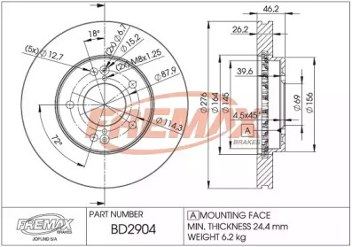 Тормозной диск FREMAX BD-2904