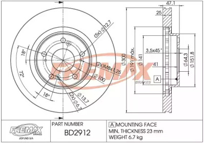 Тормозной диск FREMAX BD-2912