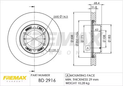 Тормозной диск FREMAX BD-2916