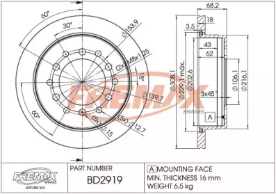 Тормозной диск FREMAX BD-2919