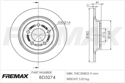 Тормозной диск FREMAX BD-3274