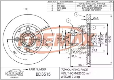 Тормозной диск FREMAX BD-3515