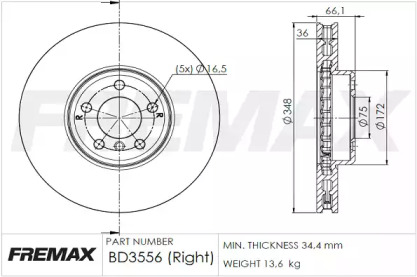 Тормозной диск FREMAX BD-3556