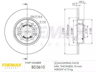 Тормозной диск FREMAX BD-3610