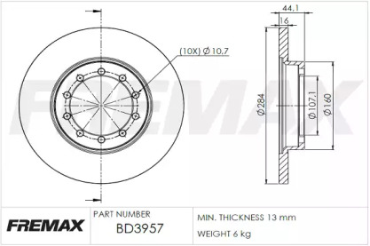 Тормозной диск FREMAX BD-3957