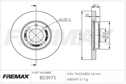 Тормозной диск FREMAX BD-3975