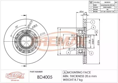 Тормозной диск FREMAX BD-4005