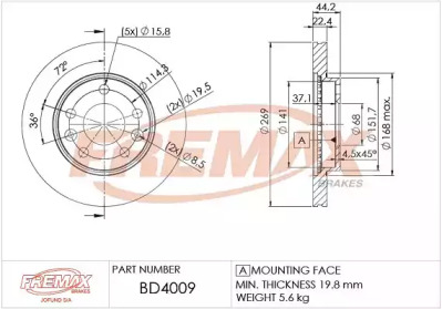 Тормозной диск FREMAX BD-4009