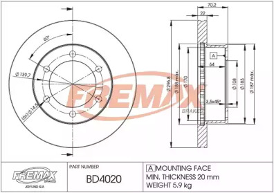 Тормозной диск FREMAX BD-4020