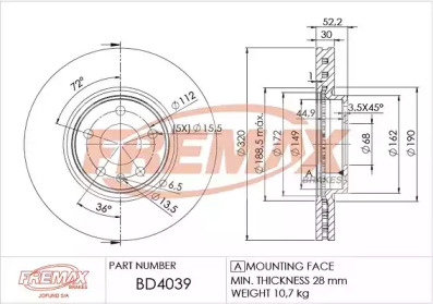 Тормозной диск FREMAX BD-4039