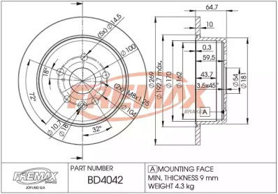 Тормозной диск FREMAX BD-4042