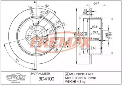 Тормозной диск FREMAX BD-4100