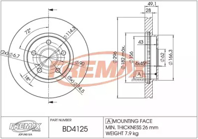 Тормозной диск FREMAX BD-4125