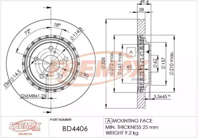 Тормозной диск FREMAX BD-4406