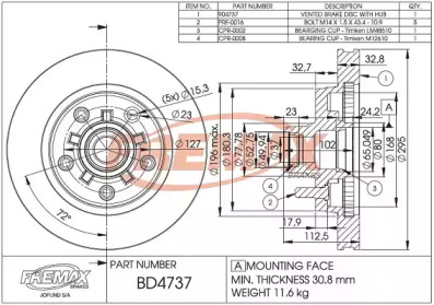 Тормозной диск FREMAX BD-4737