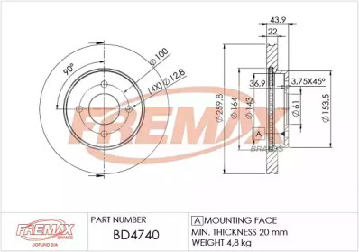 Тормозной диск FREMAX BD-4740