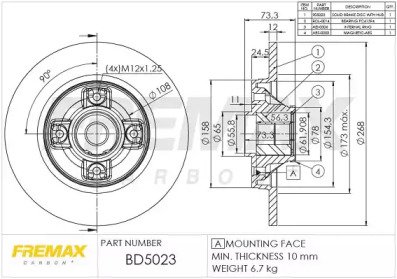 Тормозной диск FREMAX BD-5023