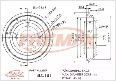 Тормозный барабан FREMAX BD-5181