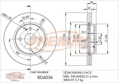 Тормозной диск FREMAX BD-6036