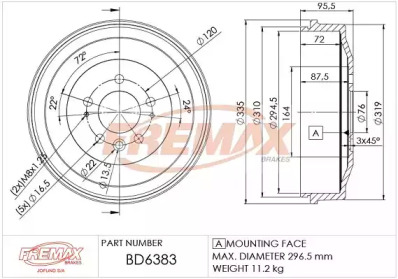 Тормозный барабан FREMAX BD-6383