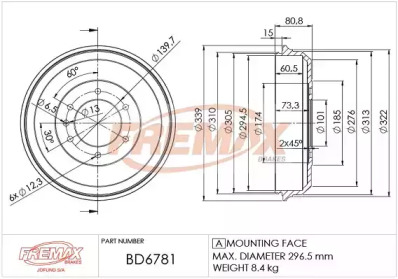 Тормозный барабан FREMAX BD-6781