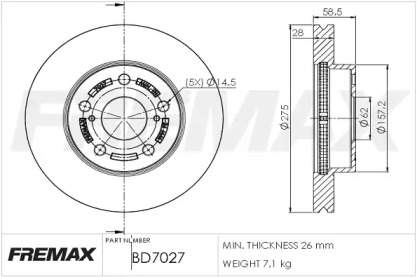 Тормозной диск FREMAX BD-7027