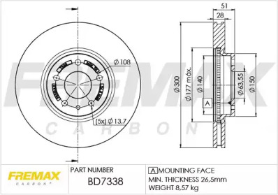 Тормозной диск FREMAX BD-7338