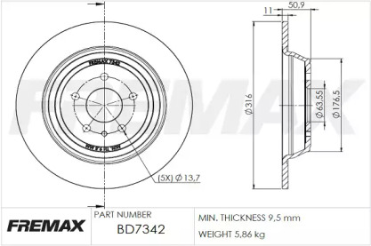 Тормозной диск FREMAX BD-7342