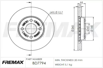 Тормозной диск FREMAX BD-7794