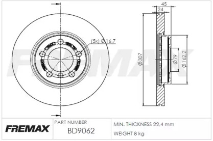 Тормозной диск FREMAX BD-9062