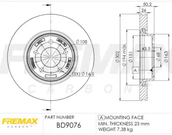 Тормозной диск FREMAX BD-9076