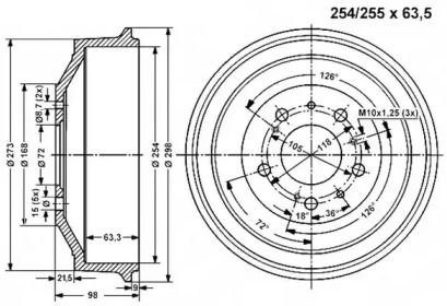 Тормозный барабан VEMA 800989