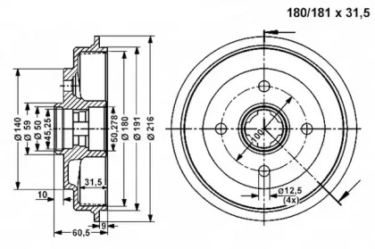 Тормозный барабан VEMA 801032