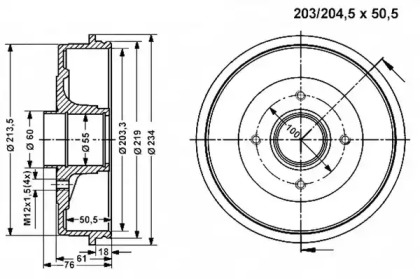 Тормозный барабан VEMA 801221